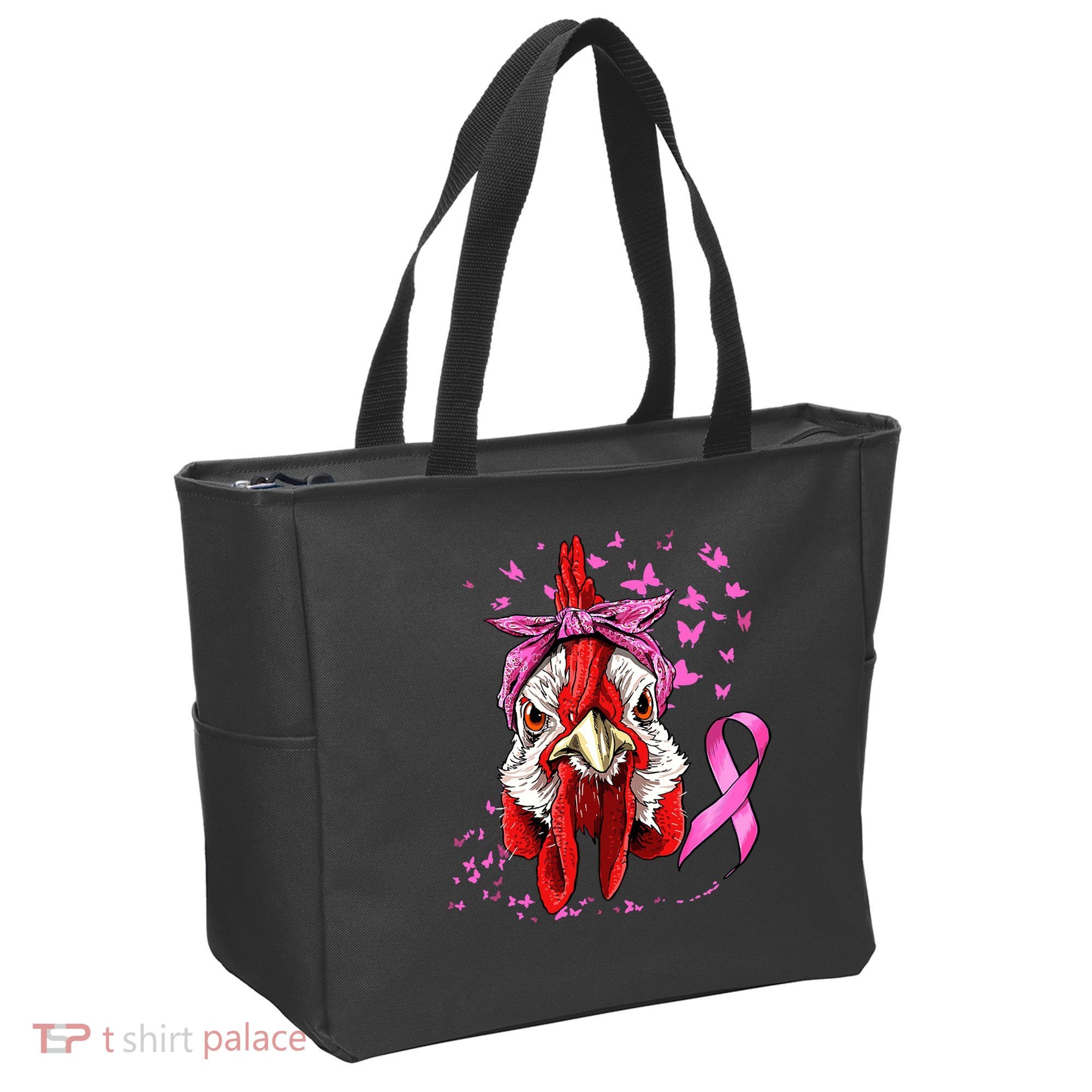 Funny Chicken Chick Breast Cancer Awareness Pink Ribbon Tote Bag