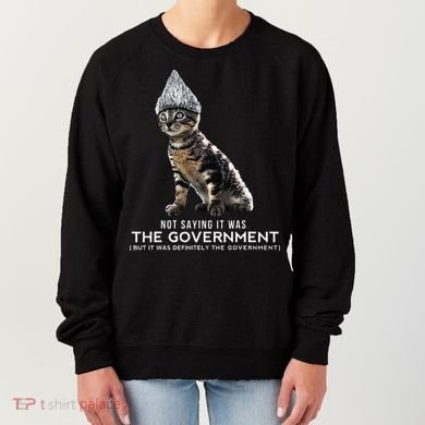Funny Conspiracy Cat Tin Foil Hat Government Gift Women's Sweatshirt