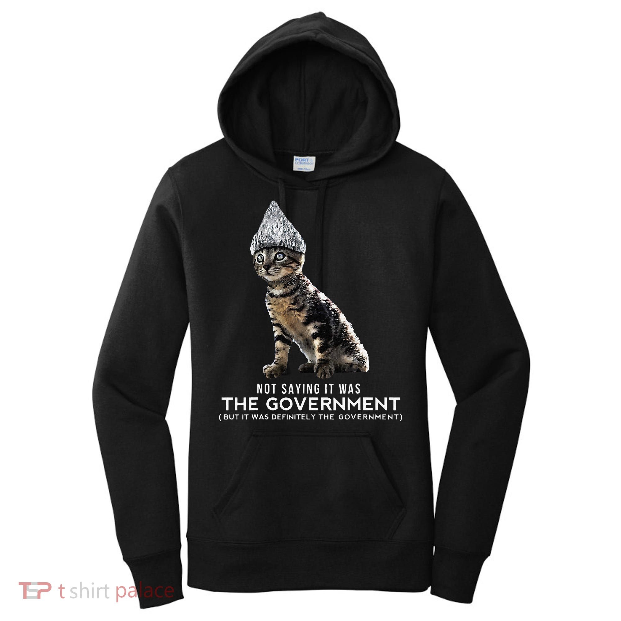 Funny Conspiracy Cat Tin Foil Hat Government Gift Women's Hoodie