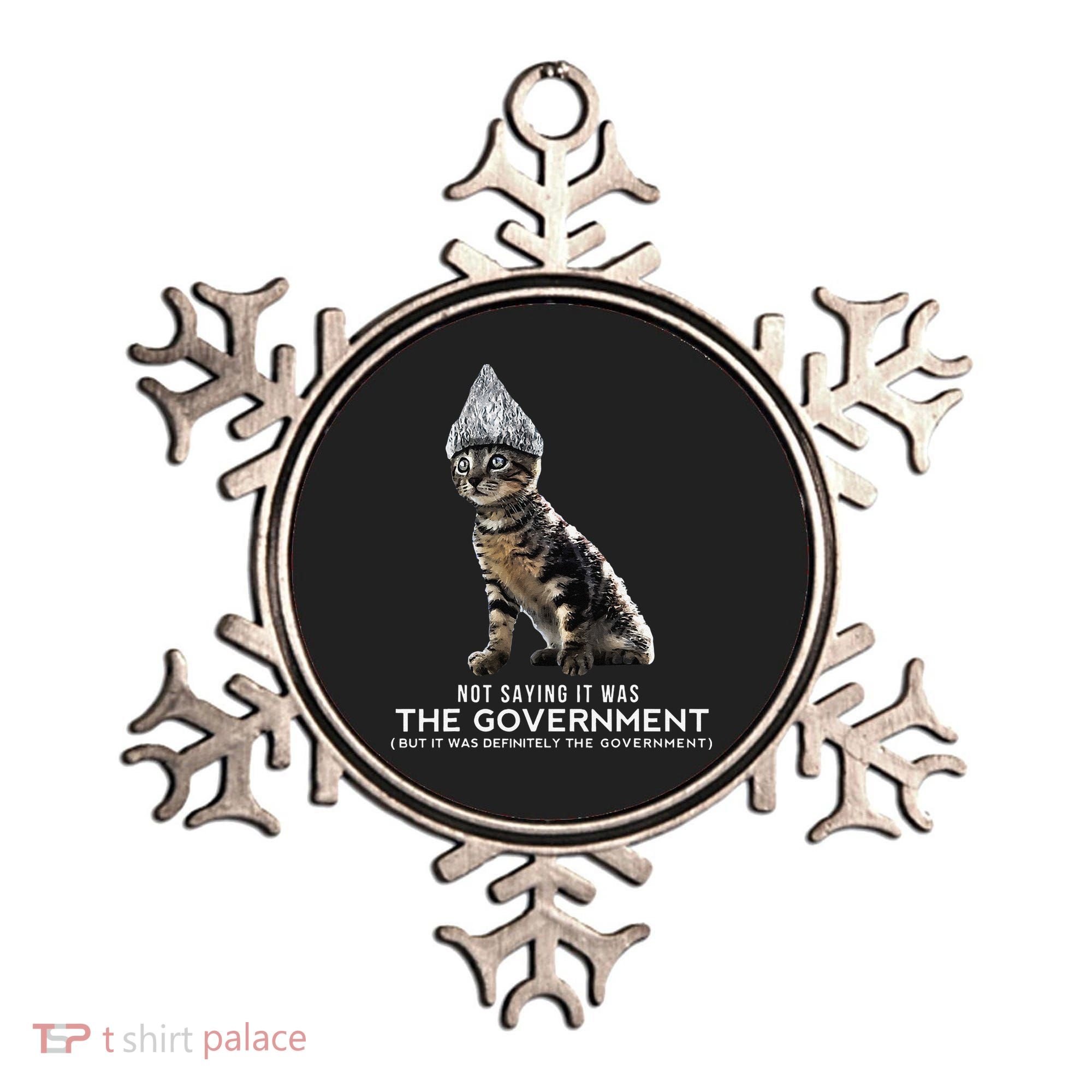Funny Conspiracy Cat Tin Foil Hat Government Gift Ornament