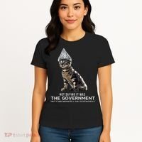 Funny Conspiracy Cat Tin Foil Hat Government Gift Women's T-Shirt thumb 4