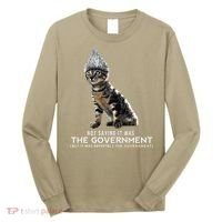 Funny Conspiracy Cat Tin Foil Hat Government Gift Long Sleeve Shirt thumb 0