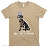 Funny Conspiracy Cat Tin Foil Hat Government Gift T-Shirt thumb 0