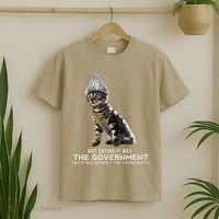 Funny Conspiracy Cat Tin Foil Hat Government Gift T-Shirt thumb 2