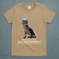 Funny Conspiracy Cat Tin Foil Hat Government Gift T-Shirt thumb 5