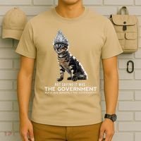 Funny Conspiracy Cat Tin Foil Hat Government Gift T-Shirt thumb 6