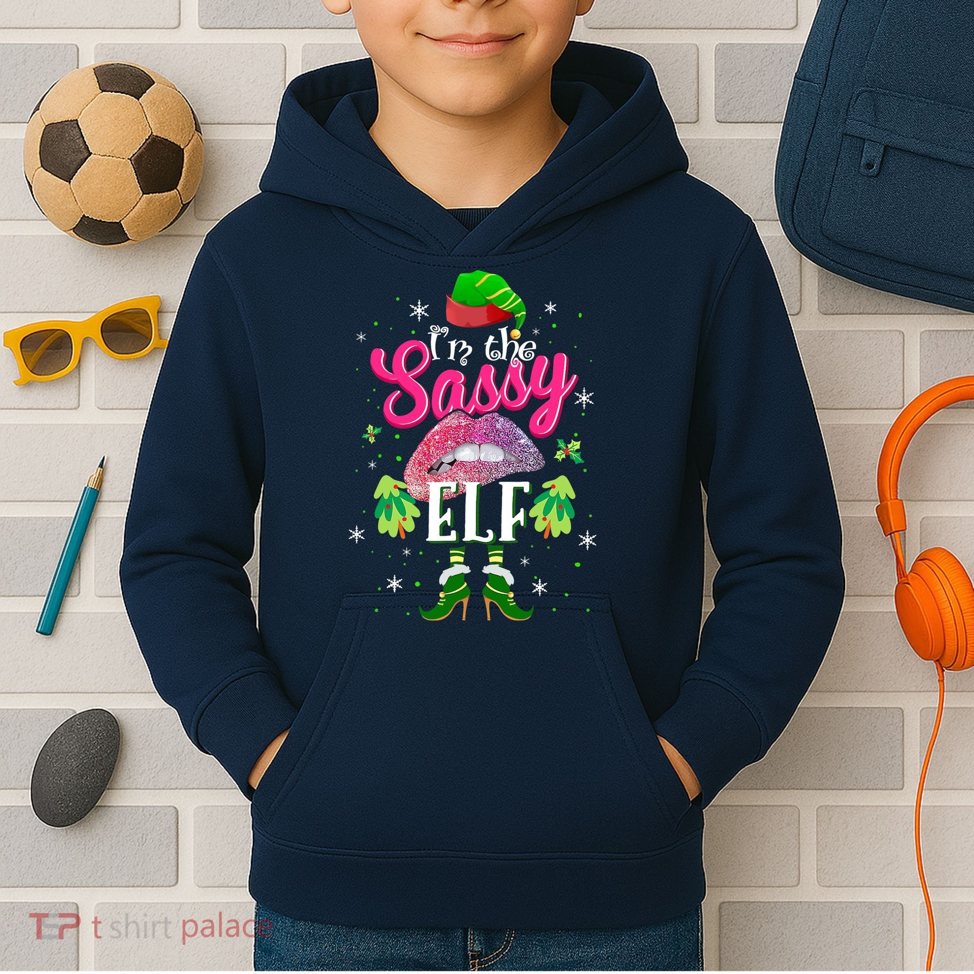 Funny Christmas Clothing I'm The Sassy Elf Tee Xmas Boys Kids Hoodie