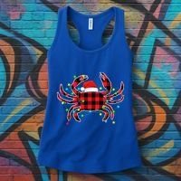 Funny Crab Christmas Tree Red Plaid Xmas Animals Lover Gift Women's Tank Top thumb 3