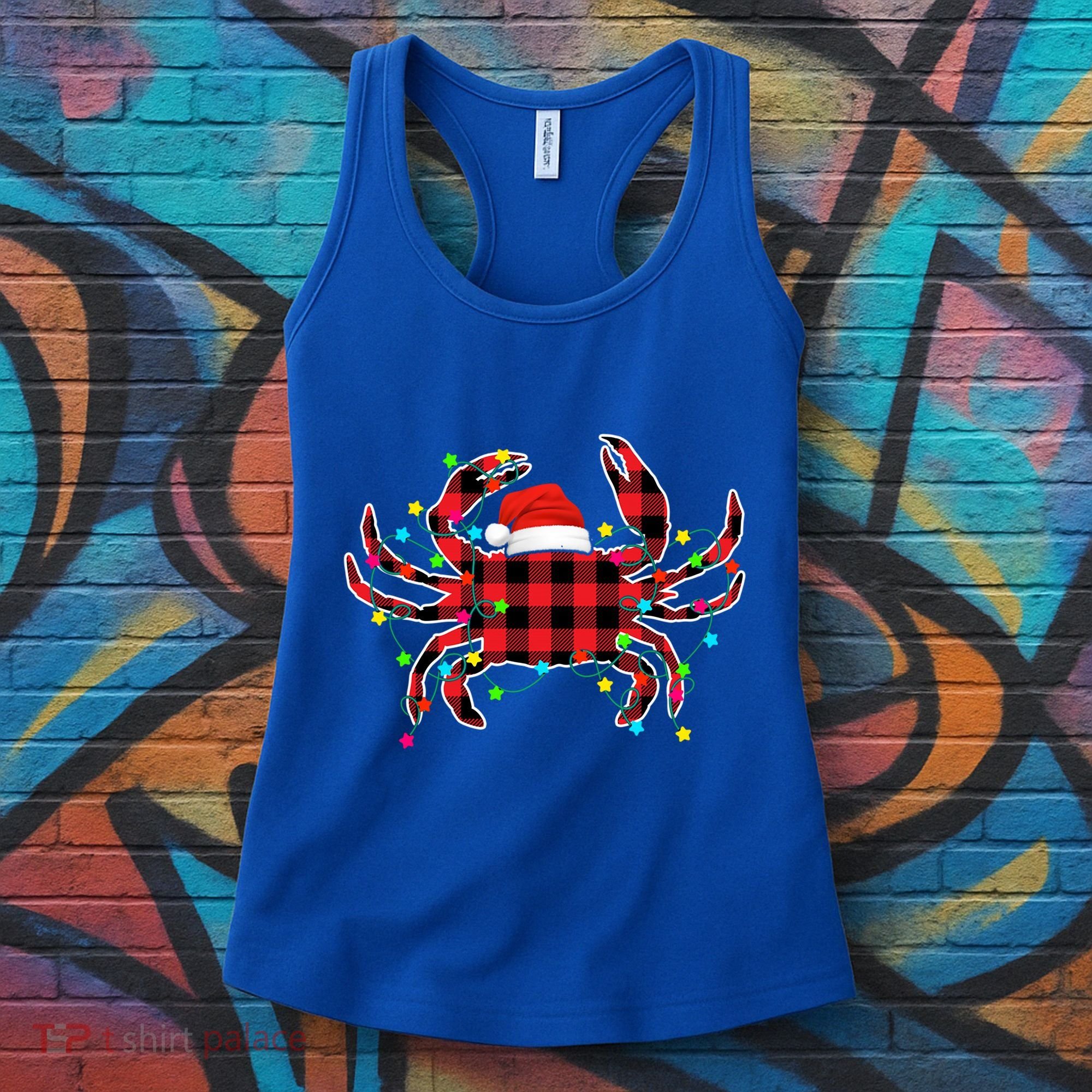 Funny Crab Christmas Tree Red Plaid Xmas Animals Lover Gift Women's Tank Top