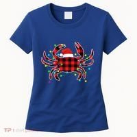 Funny Crab Christmas Tree Red Plaid Xmas Animals Lover Gift Women's T-Shirt thumb 0