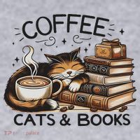 Funny Cute Coffee Cats Books Lover Gift Idea Women Women's Sweatshirt thumb 2