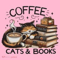 Funny Cute Coffee Cats Books Lover Gift Idea Women Coaster thumb 2