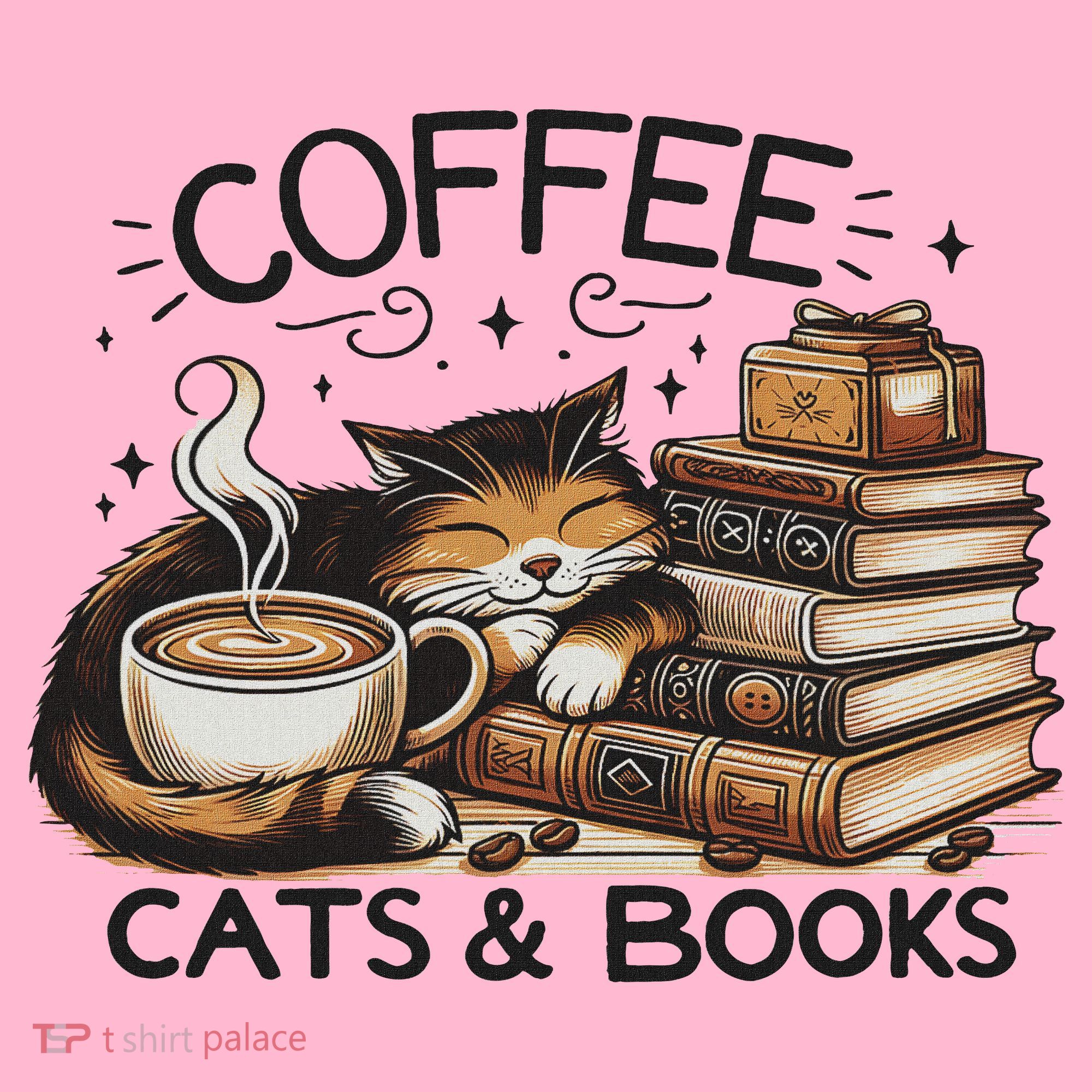 Funny Cute Coffee Cats Books Lover Gift Idea Women Coaster