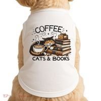 Funny Cute Coffee Cats Books Lover Gift Idea Women Doggie Tank thumb 0