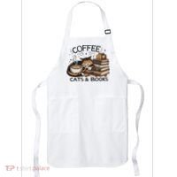 Funny Cute Coffee Cats Books Lover Gift Idea Women Apron thumb 0