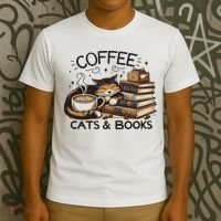 Funny Cute Coffee Cats Books Lover Gift Idea Women T-Shirt thumb 3