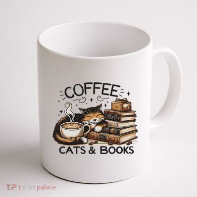 Funny Cute Coffee Cats Books Lover Gift Idea Women Coffee Mug back