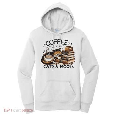 Funny Cute Coffee Cats Books Lover Gift Idea Women Women's Hoodie