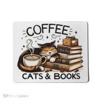 Funny Cute Coffee Cats Books Lover Gift Idea Women Mousepad thumb 0