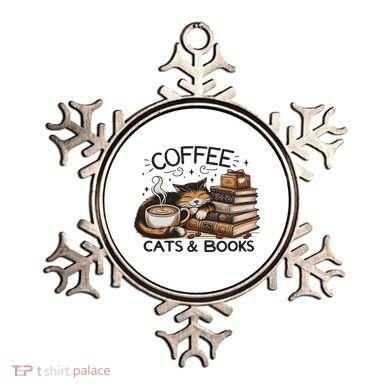 Funny Cute Coffee Cats Books Lover Gift Idea Women Ornament