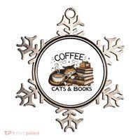 Funny Cute Coffee Cats Books Lover Gift Idea Women Ornament thumb 0