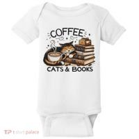 Funny Cute Coffee Cats Books Lover Gift Idea Women Baby Bodysuit thumb 0