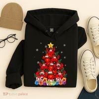 Funny Crab Christmas Tree Lights With Santa Hat Hoodie thumb 4