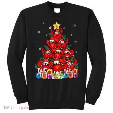 Funny Crab Christmas Tree Lights With Santa Hat Sweatshirt