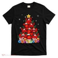 Funny Crab Christmas Tree Lights With Santa Hat T-Shirt thumb 0