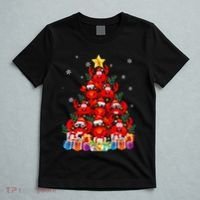 Funny Crab Christmas Tree Lights With Santa Hat T-Shirt thumb 5