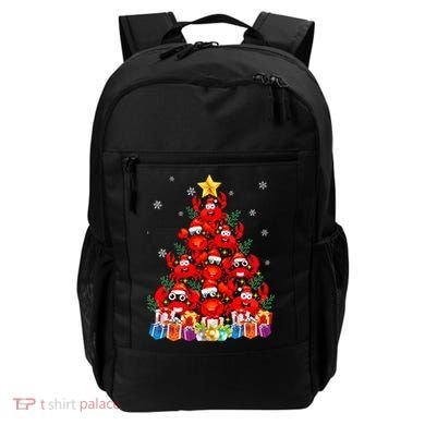 Funny Crab Christmas Tree Lights With Santa Hat Backpack