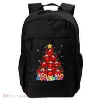 Funny Crab Christmas Tree Lights With Santa Hat Backpack thumb 0
