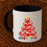 Funny Crab Christmas Tree Lights With Santa Hat Coffee Mug thumb 2