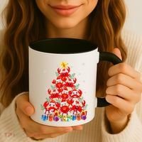 Funny Crab Christmas Tree Lights With Santa Hat Coffee Mug thumb 3