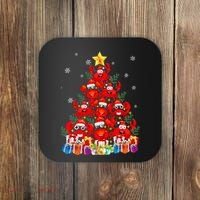 Funny Crab Christmas Tree Lights With Santa Hat Coaster thumb 0