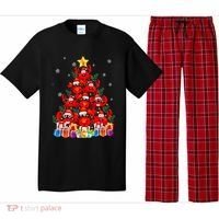Funny Crab Christmas Tree Lights With Santa Hat Pajama Set thumb 0