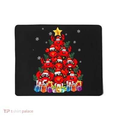 Funny Crab Christmas Tree Lights With Santa Hat Mousepad