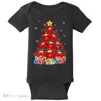 Funny Crab Christmas Tree Lights With Santa Hat Baby Bodysuit thumb 0