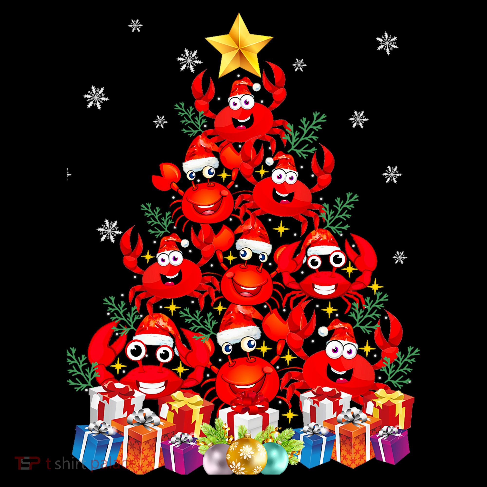 Funny Crab Christmas Tree Lights With Santa Hat Baby Bodysuit