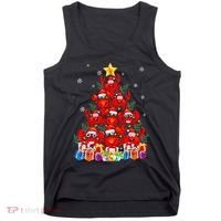 Funny Crab Christmas Tree Lights With Santa Hat Tank Top thumb 0