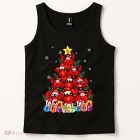 Funny Crab Christmas Tree Lights With Santa Hat Tank Top thumb 2