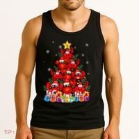 Funny Crab Christmas Tree Lights With Santa Hat Tank Top thumb 3