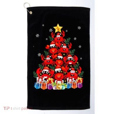 Funny Crab Christmas Tree Lights With Santa Hat Golf Towel
