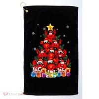 Funny Crab Christmas Tree Lights With Santa Hat Golf Towel thumb 0