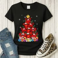 Funny Crab Christmas Tree Lights With Santa Hat Women's T-Shirt thumb 3