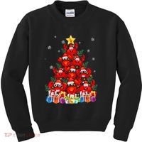 Funny Crab Christmas Tree Lights With Santa Hat Kids Sweatshirt thumb 0