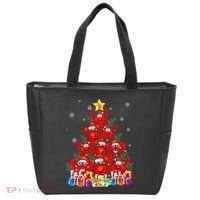 Funny Crab Christmas Tree Lights With Santa Hat Tote Bag thumb 0