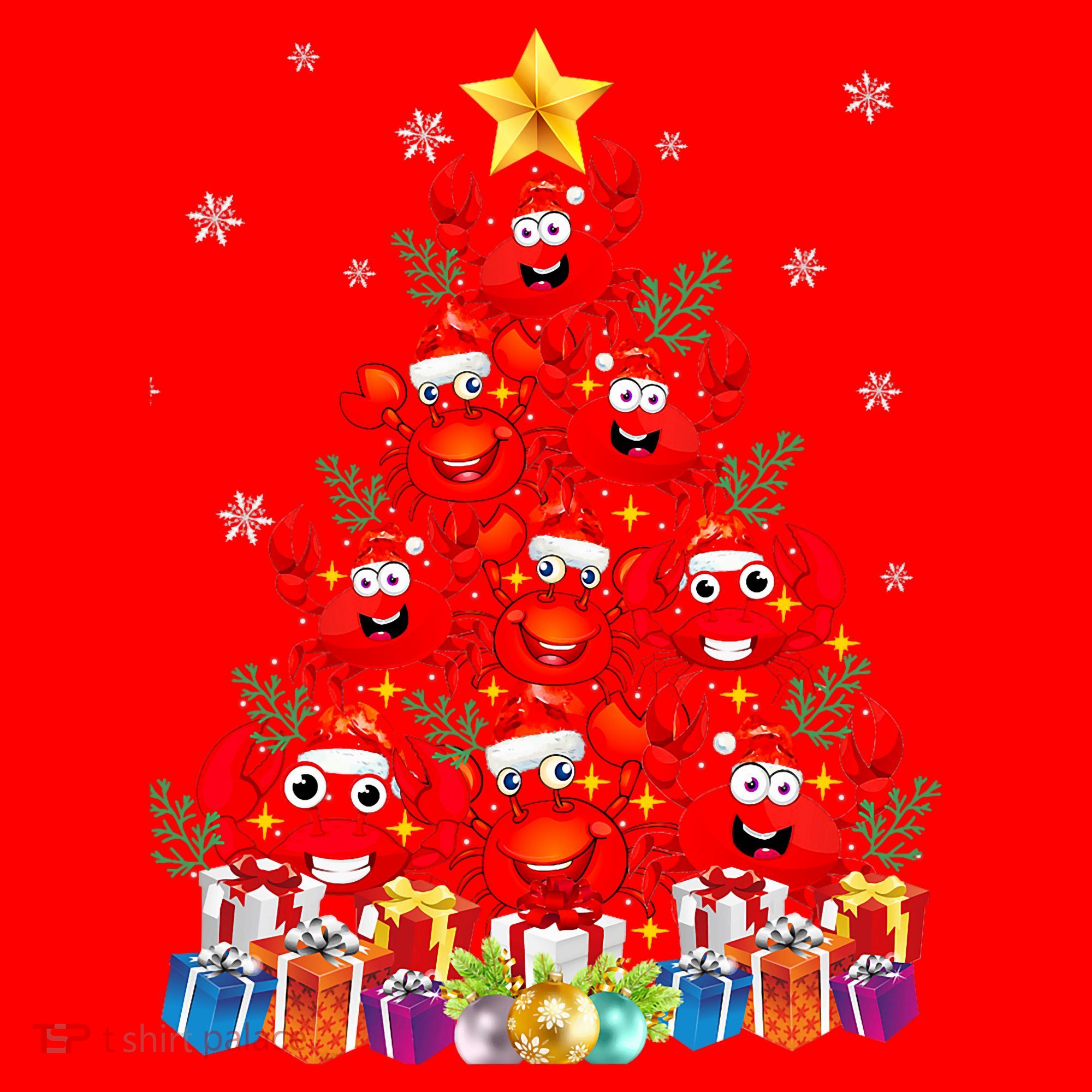 Funny Crab Christmas Tree Lights With Santa Hat Santa Hat