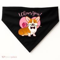 Funny Cute Corgi Valentine I Chews You USA-Made Doggie Bandana thumb 0