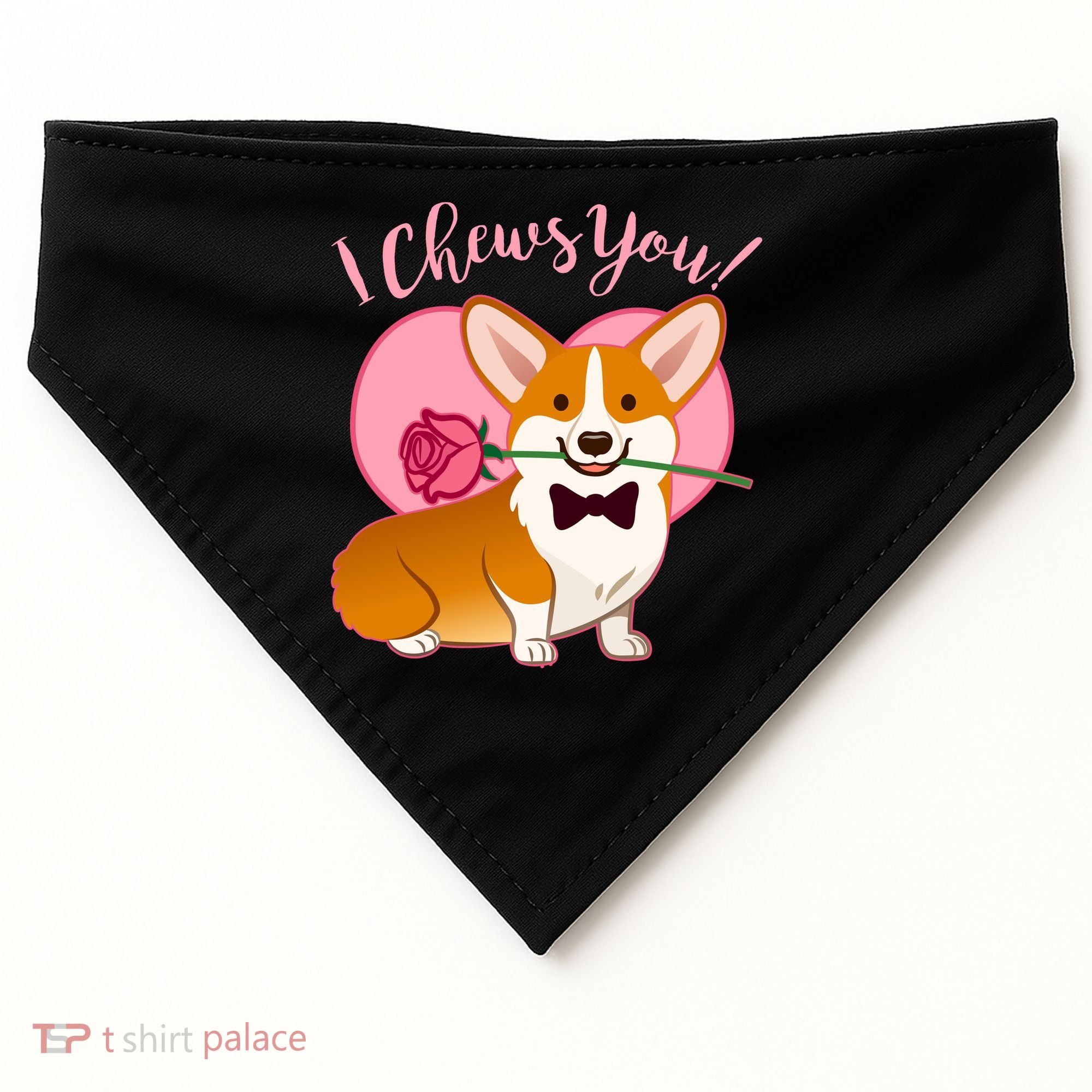 Funny Cute Corgi Valentine I Chews You USA-Made Doggie Bandana